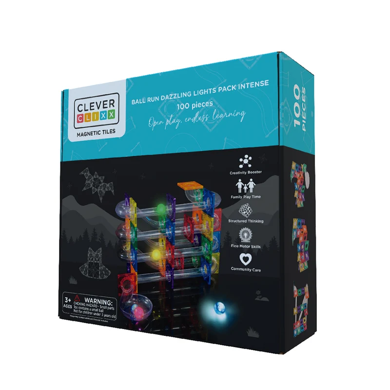 Cleverclixx Magnetisk byggset, Kulbana, Dazzling Lights Pack Intense - 100 delar