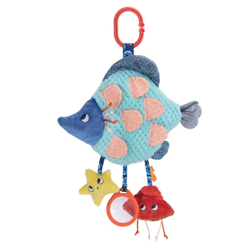 Moulin Roty aktivitetsmjukdjur, blå fisk – 40 cm
