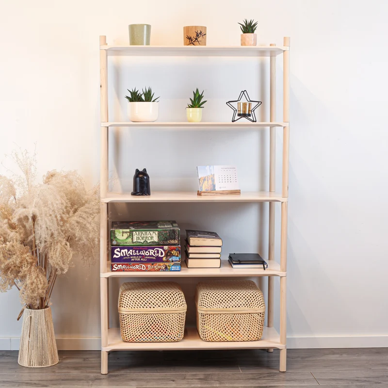 Montessori-inspirerad trähylla, medium, 5 hyllor