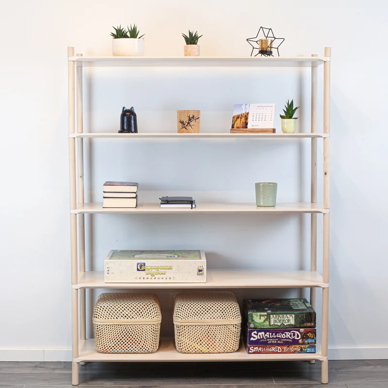 Montessori-inspirerad trähylla stor, 5 hyllor