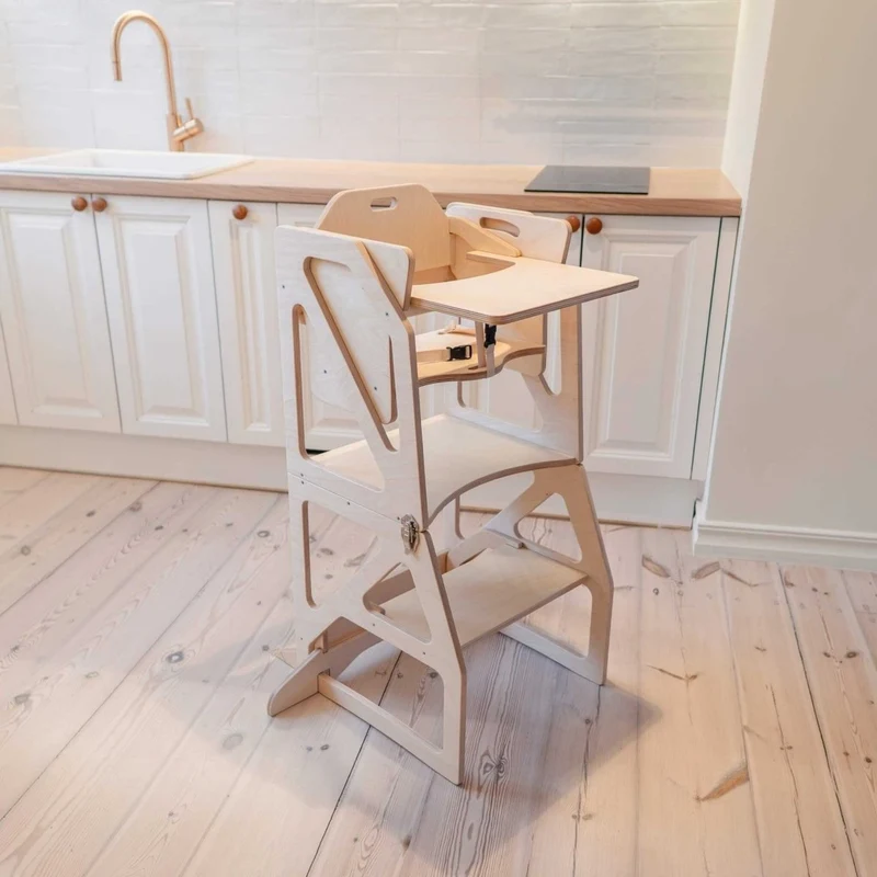 Transformerbart hjälpa-till-torn – stol, bord & bricka