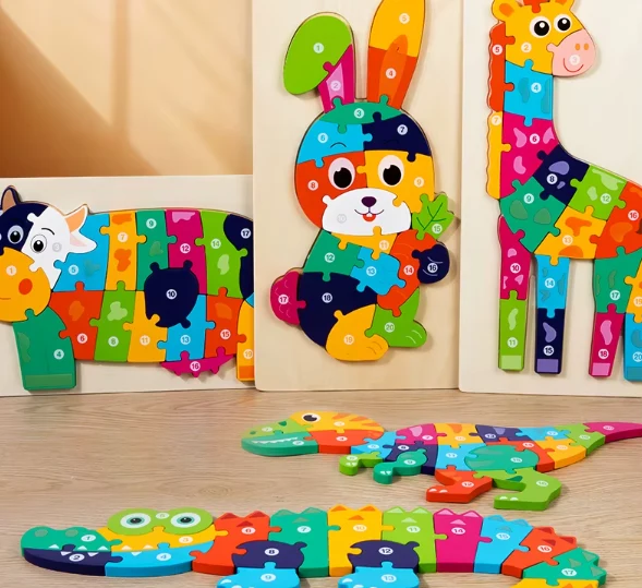 Giraff 3D Träpussel – Montessori Lärande för Barn