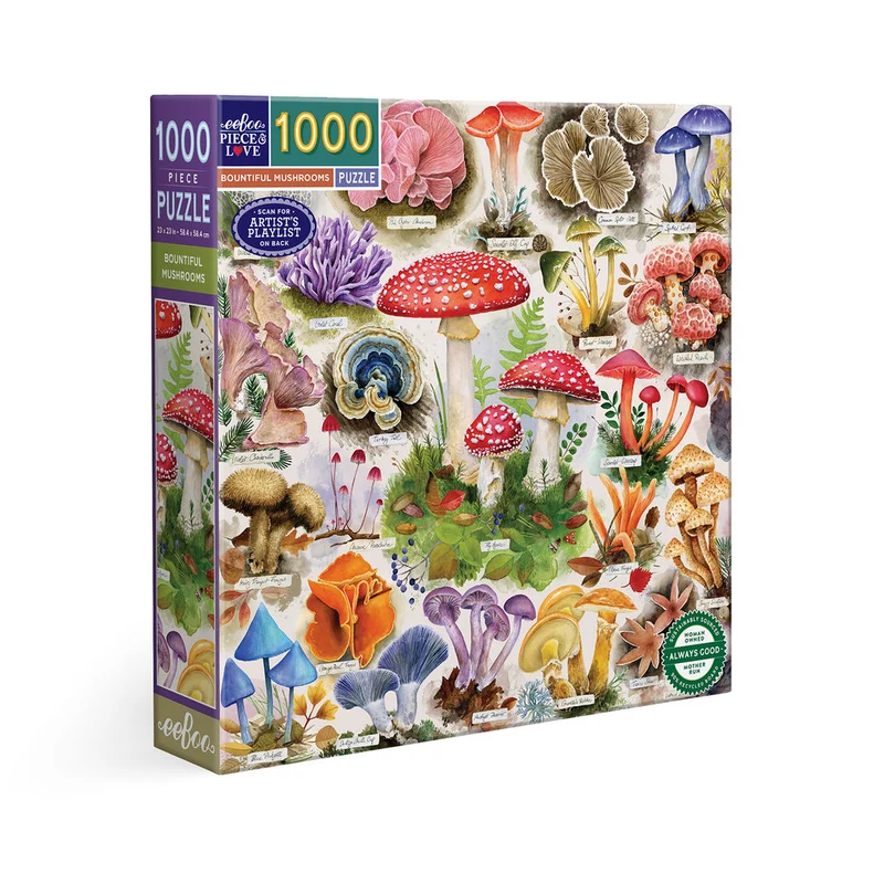 eeBoo Pussel 1000 bitar, Rikligt med Svampar