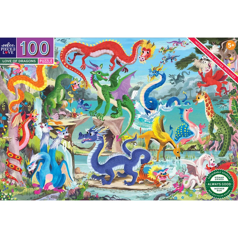 eeBoo Pussel 100 bitar, Drakarnas värld
