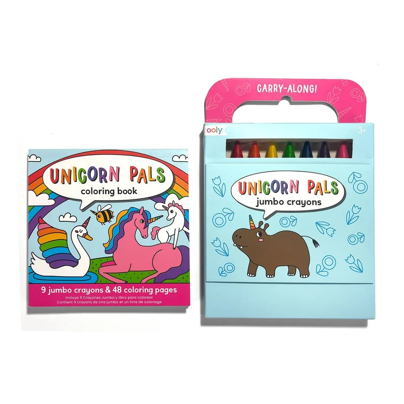 Ooly Färgkritor och målarbok - Unicorn Pals - Carry Along