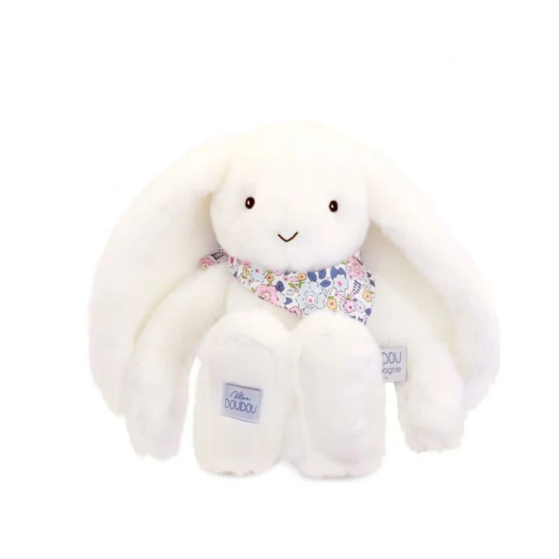 Doudou et Compagnie Blomsterkanin, vit - 35 cm