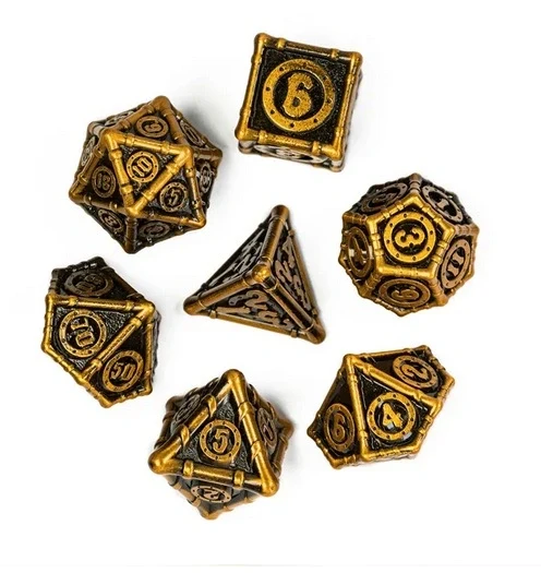 A Role Playing Dice Set Metallic - Steampunk Gold