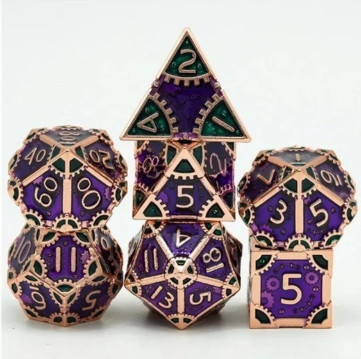 A Role Playing Dice Set Metallic - Steampunk Lila/Grön