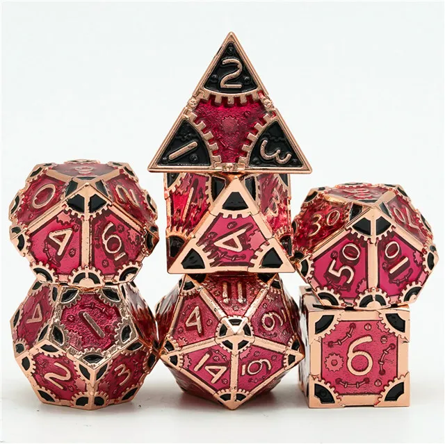 A Role Playing Dice Set Metallic - Steampunk Red/Black