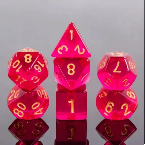 A Role Playing Dice Set: Dark Transparent Purple (Gold Font)