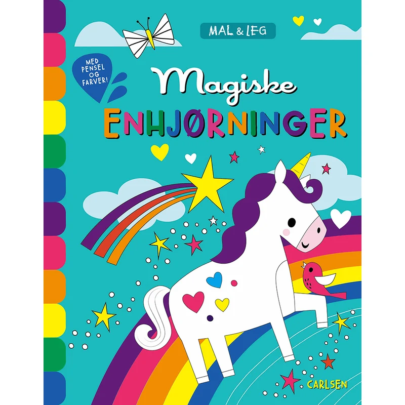 Måla och lek, Målarbok med pensel och 6 vattenfärger - Magiska enhörningar