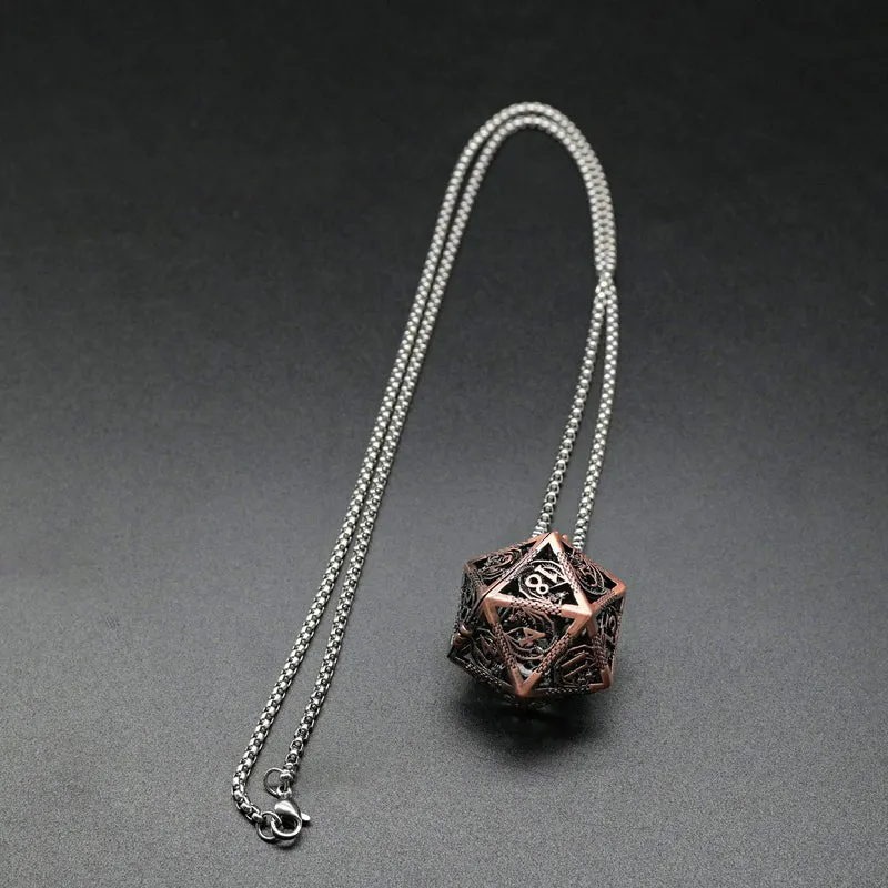 Mini Metal Dice Set Halsband Coppar D20 Metall