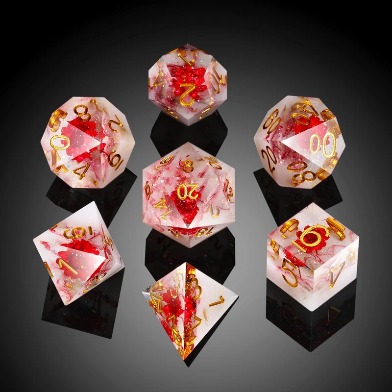 A Role Playing Dice Set Red Flower