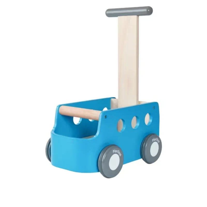 Blå gåvagn Van Walker i trä – PlanToys