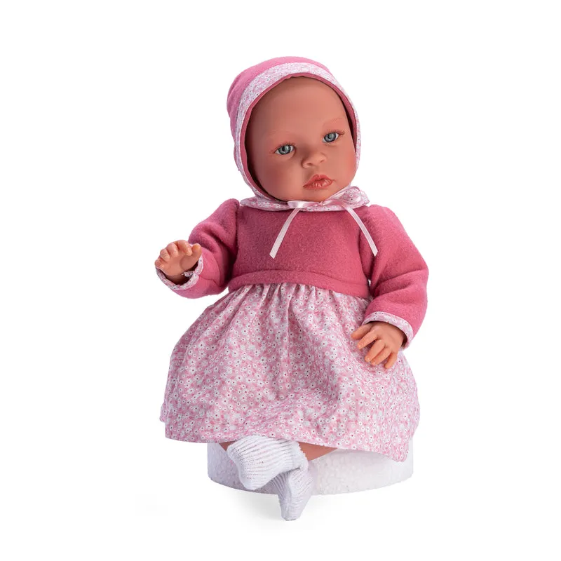 Así Leonora babydocka, 46 cm – Mörkrosa topp och mössa