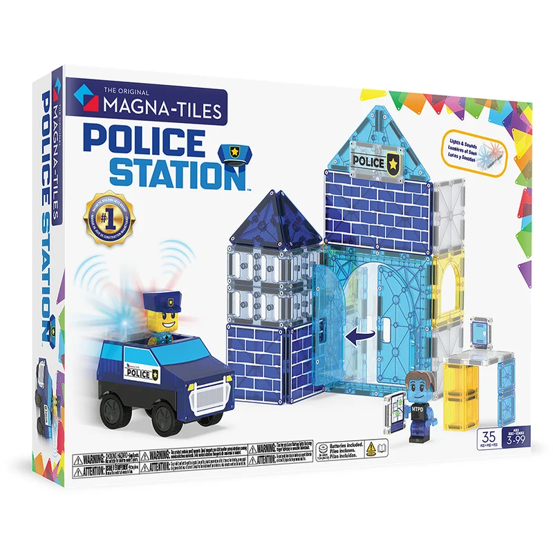 Magna-Tiles Magnetiskt byggset, Polisstation 36 delar