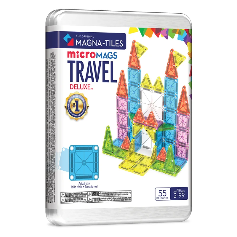 Magna-times Magnetiskt Byggset, microMAGS Deluxe resekitt i ask – 55 delar