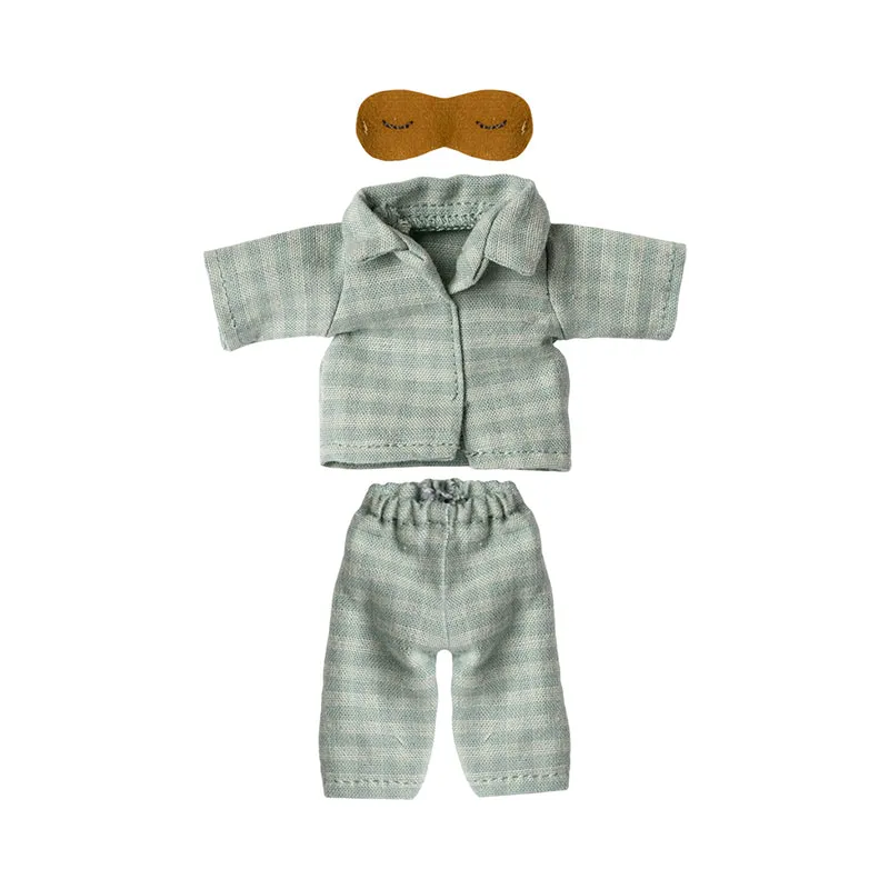 Maileg dockkläder för pappa mus, Pyjamas i mint/sand