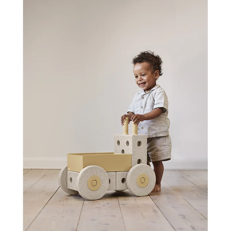 Modu 3-i-1 lära-gåvagn, aktivitetsleksak i skum - Sand grey/ Honey yellow