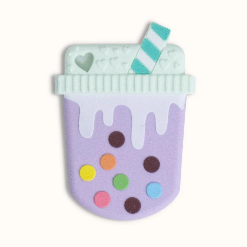 Baby Teether Bubble Tea Design Soft Silicone Soothing Gum Relief