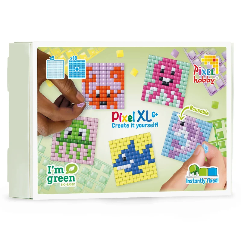 Pixelmosaik, XL-mosaikpärlor, Temalåda - Vattenlevande djur