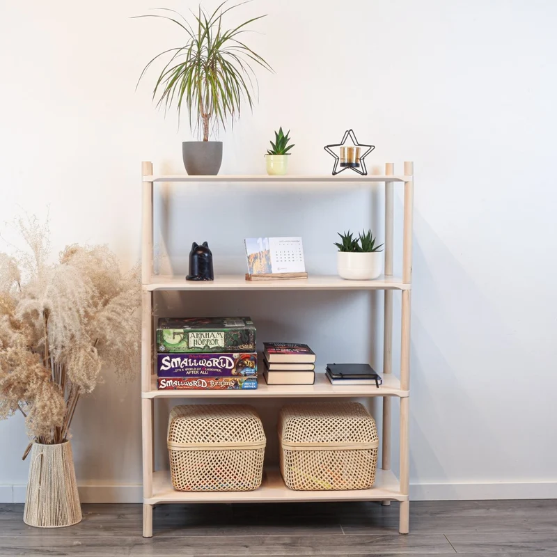 Montessori-inspirerad trähylla, medium, 4 hyllor