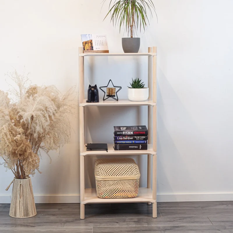 Montessori-inspirerad trähylla liten, 4 hyllor