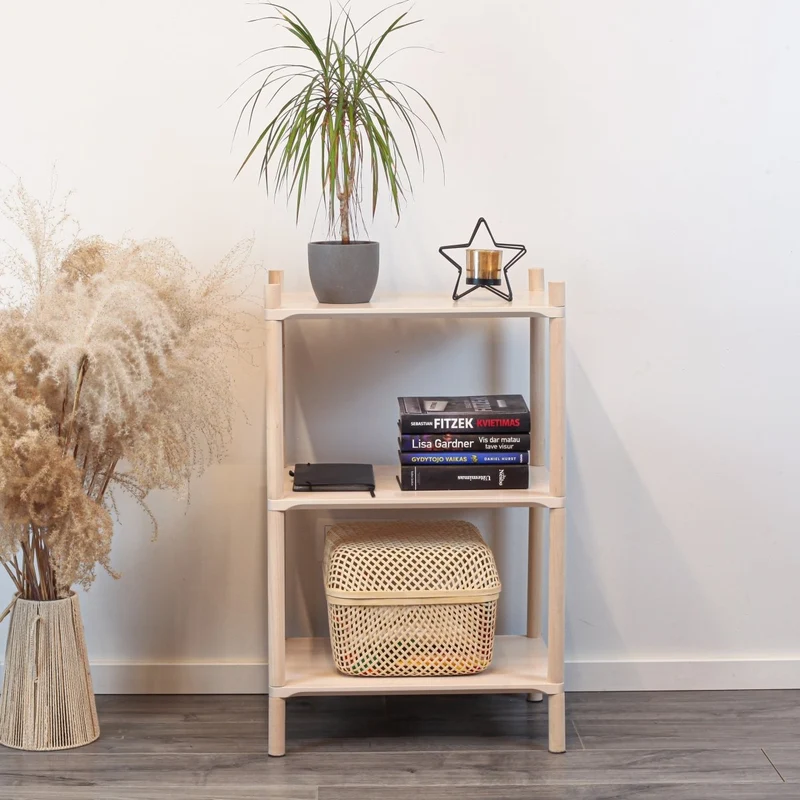 Montessori-inspirerad trähylla liten, 3 hyllor