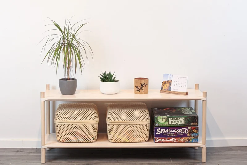 Montessori-inspirerad trähylla stor, 2 hyllor