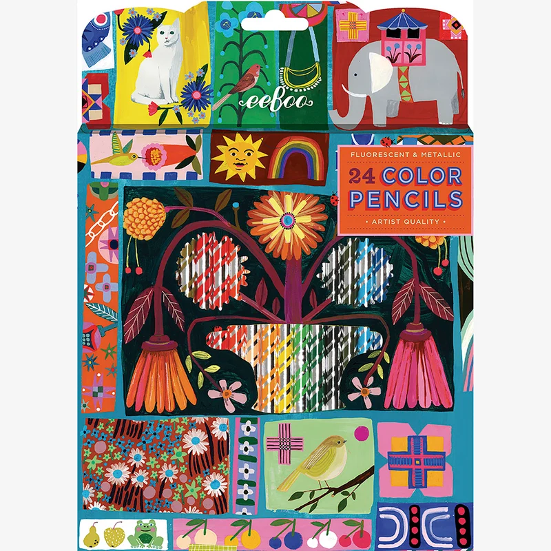 eeBoo 24 färgpennor – Dutch Quilt Sampler – Neon/metallic