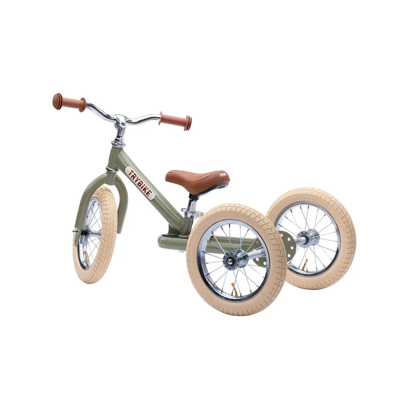 Trybike trehjuling balanscykel, vintage green med retrostil
