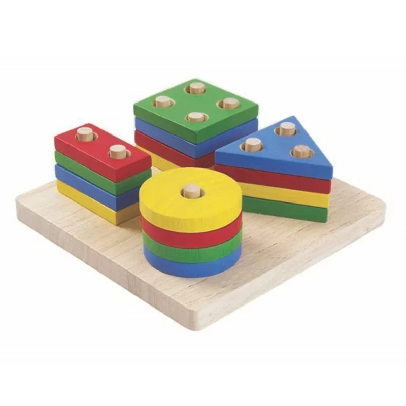 Geometrisk sorteringsbräda med 16 klossar – PlanToys