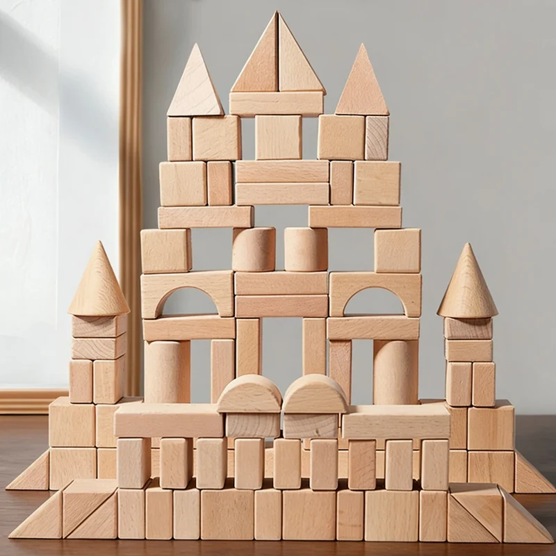 BlockyFun – Kreativt & pedagogiskt – byggklossar i trä, 100 delar