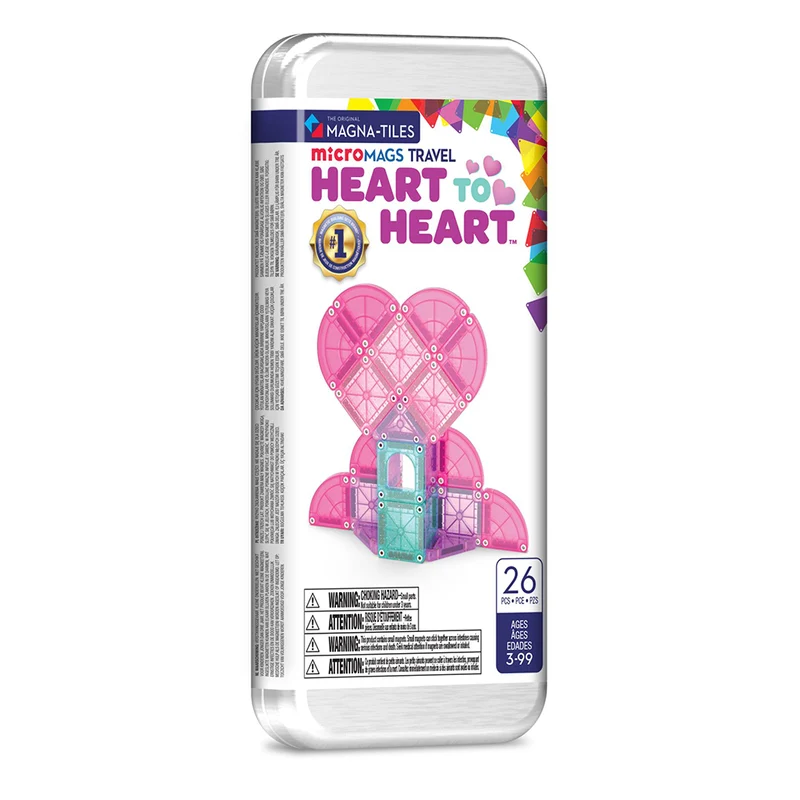 Magna-Tiles magnetiskt byggset, Heart to Heart, reseset med 26 delar