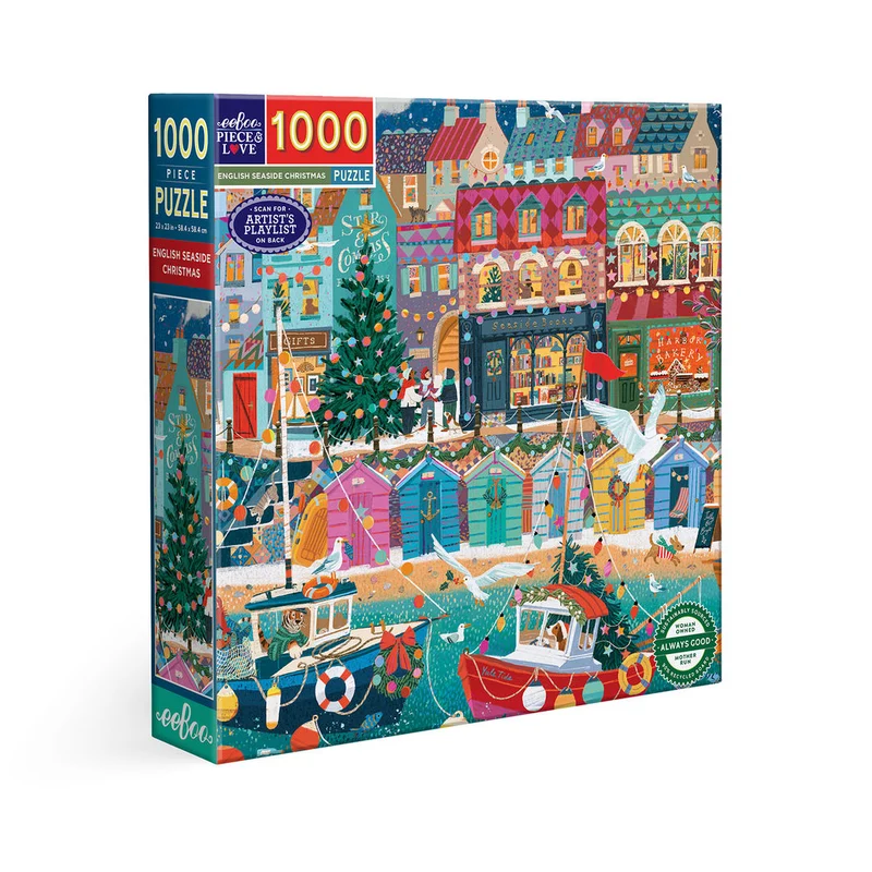 eeBoo Pussel 1000 bitar, English Seaside Christmas