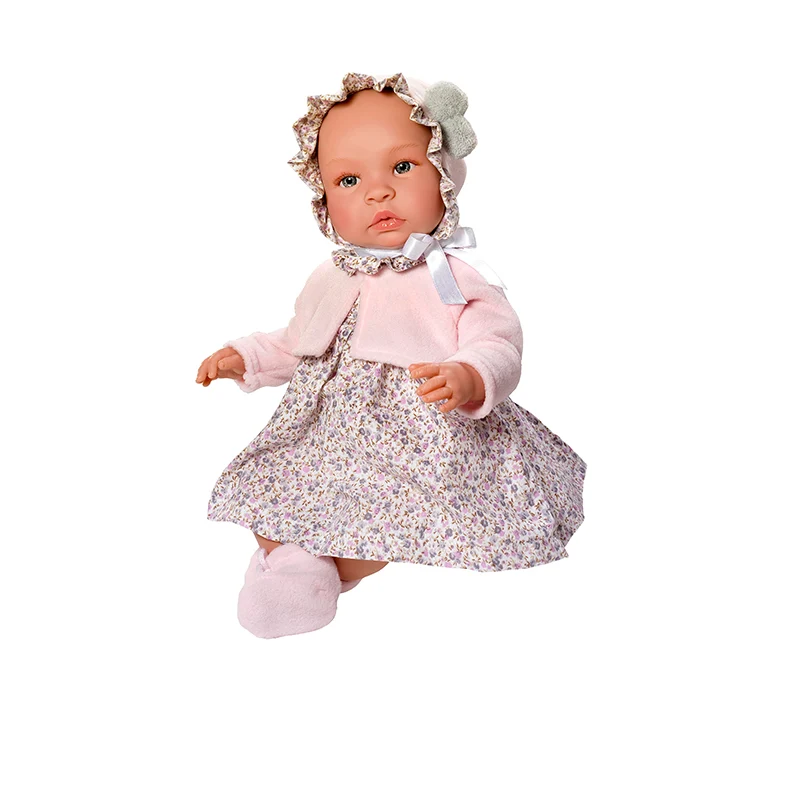 Así Leonora babydocka, 46 cm - Blommig klänning och rosa kofta