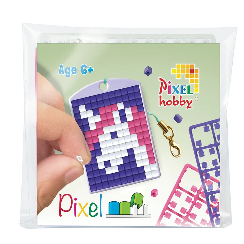 Pixel mosaic startset, nyckelring - Enhörning