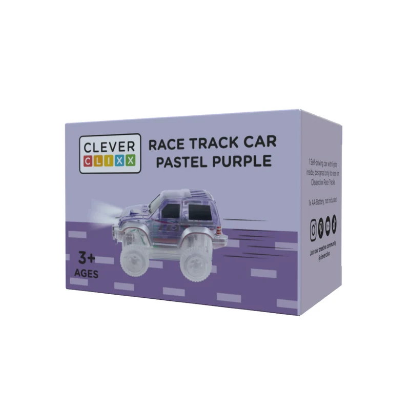 Cleverclixx Magnetisk bygglek, Race track car - Pastel Purple