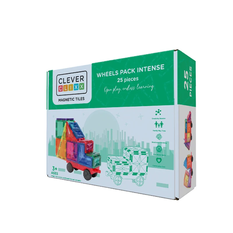 Cleverclixx Magnetiskt bygglekset, Wheels Pack Intense - 25 delar