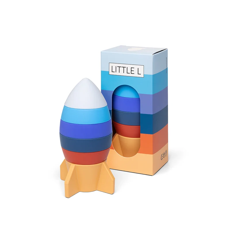 Little L, Babyleksaker, Stapelraket - Blå och orange nyanser