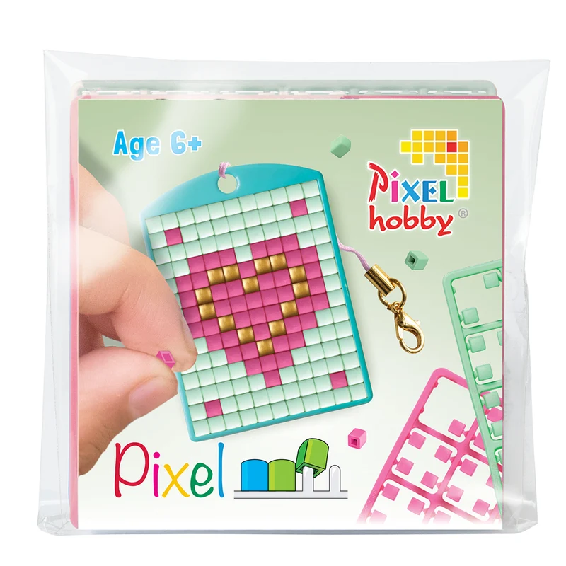 Pixel mosaik startset, nyckelring - Hjärta