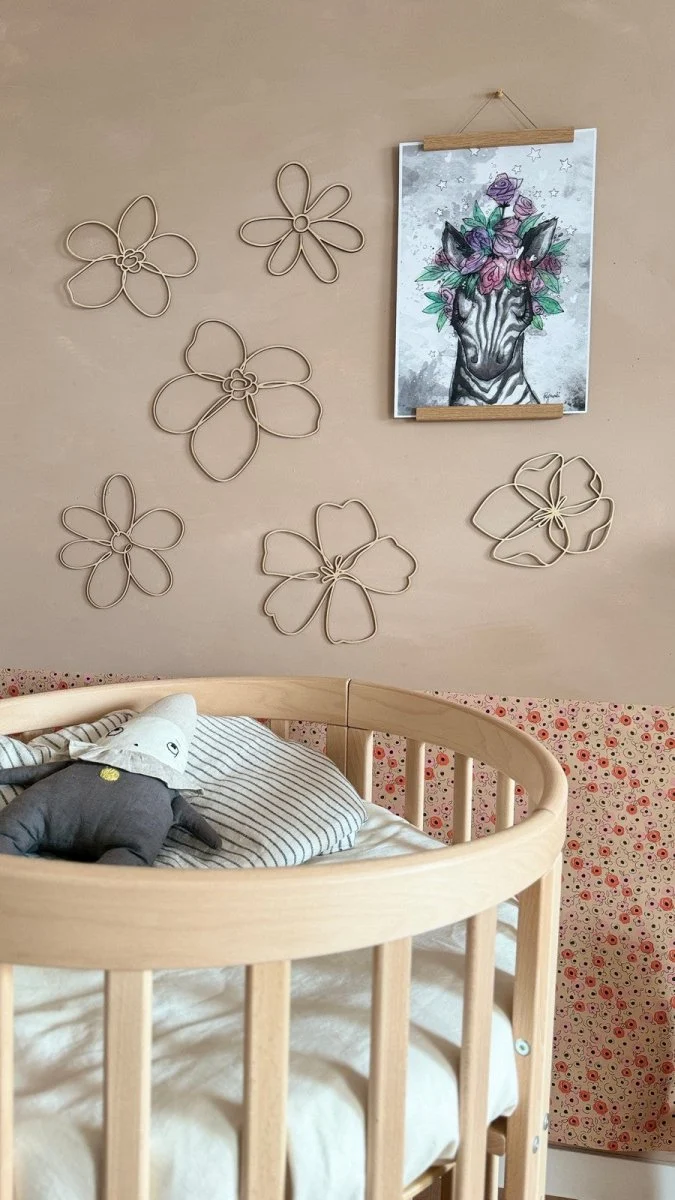6st Blommor - Väggdekoration i Naturligt trä