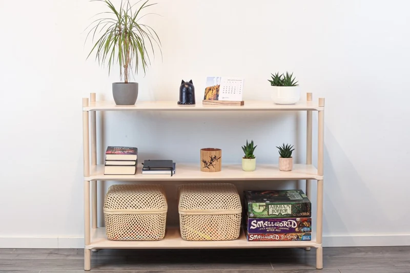 Montessori-inspirerad trähylla stor, 3 hyllor
