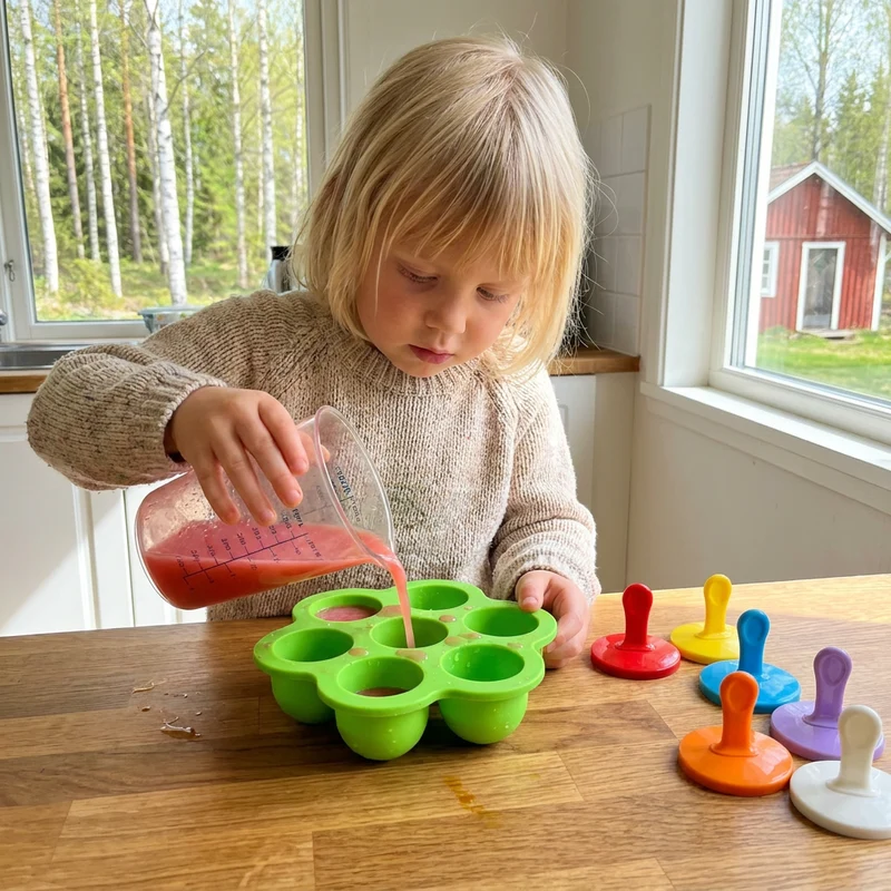 7-delars silikonform för isglass – återanvändbar glassform för barn