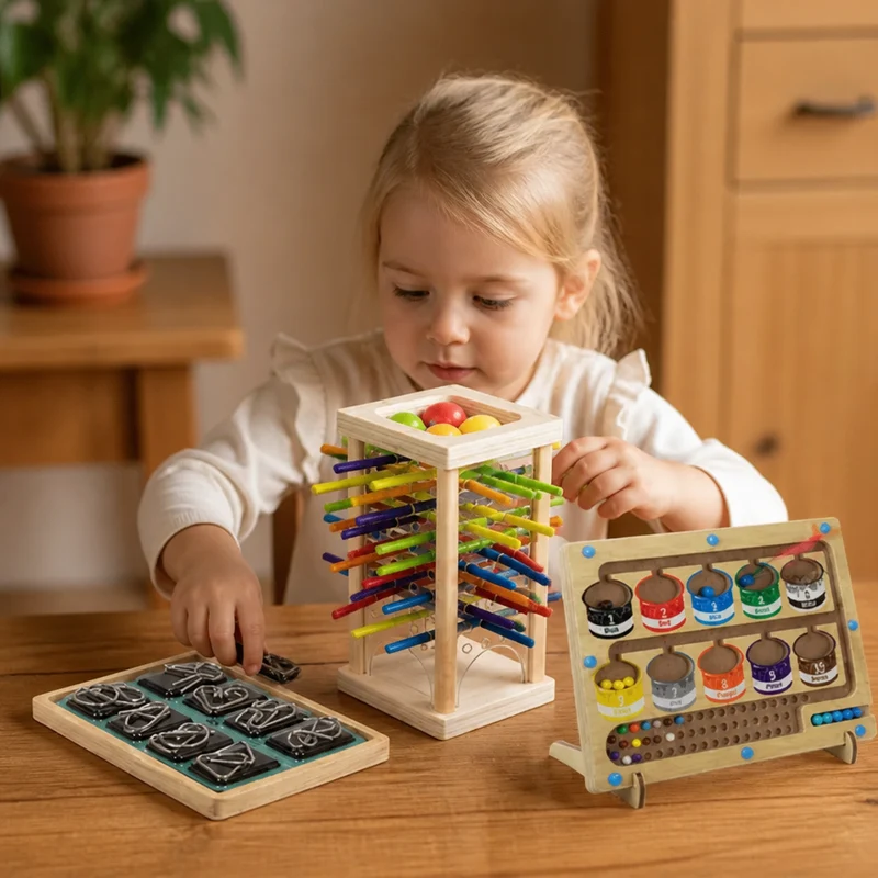 3-delat Montessori-pusselset för lek och utveckling för barn