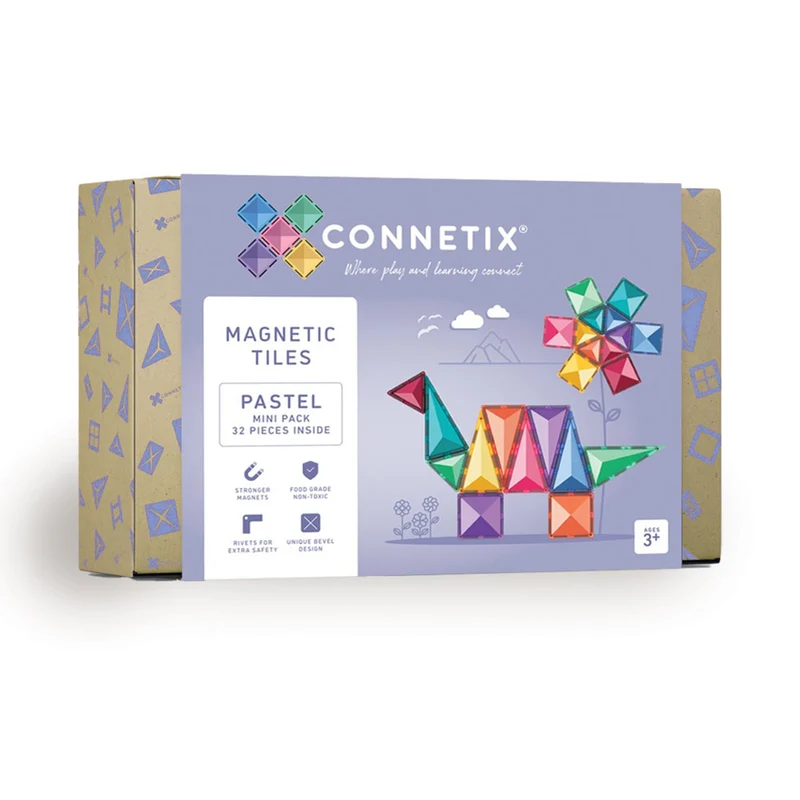 Connetix magnetiskt byggset, Mini Pack, 32 delar - Pastell
