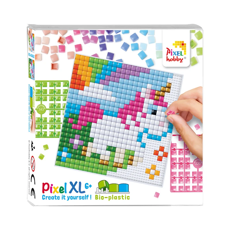 Pixelmosaik, XL mosaikpärlor, startset – Enhörningsföl