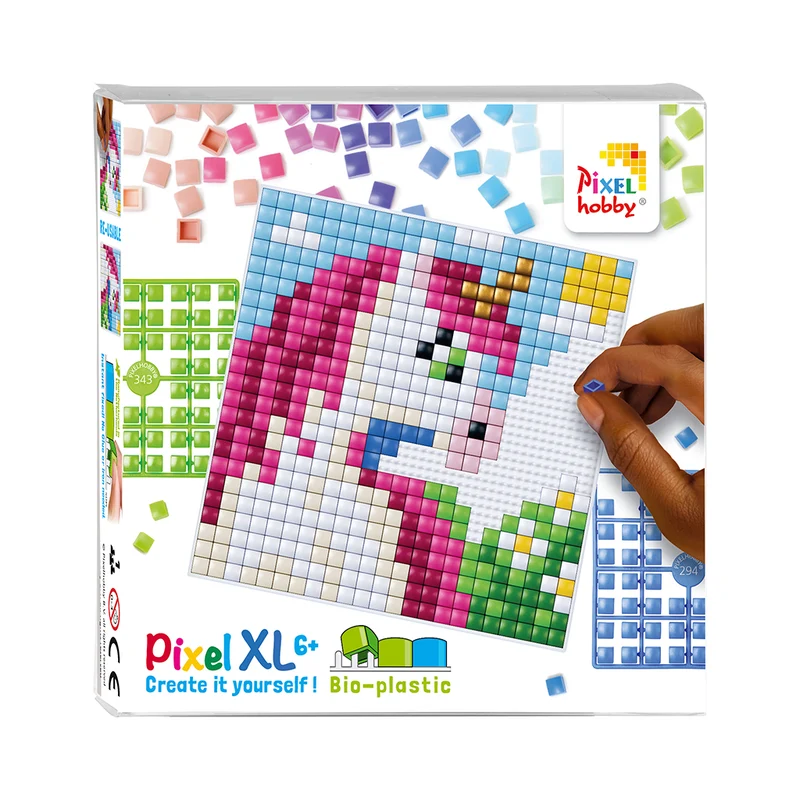 Pixelmosaik, XL mosaikpärlor, startset – Enhörning