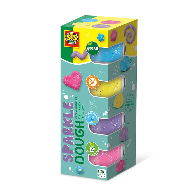 SES Creative Modellera, Silkeslen glitter 4x90g