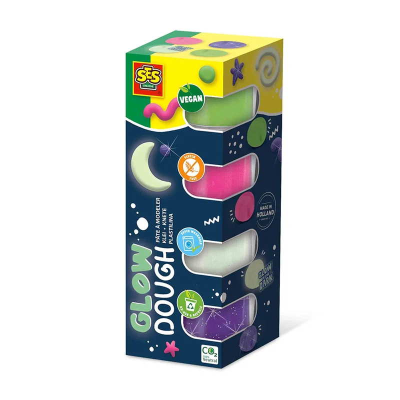 SES Creative Modellera, Silkeslent och självlysande 4x90g